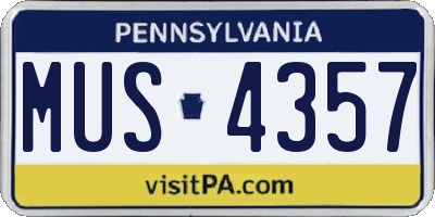 PA license plate MUS4357