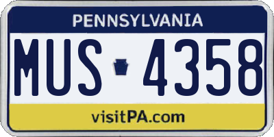 PA license plate MUS4358