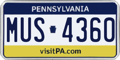 PA license plate MUS4360