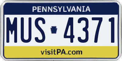 PA license plate MUS4371