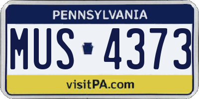 PA license plate MUS4373