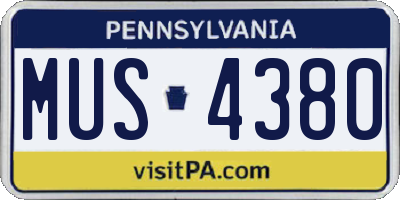 PA license plate MUS4380