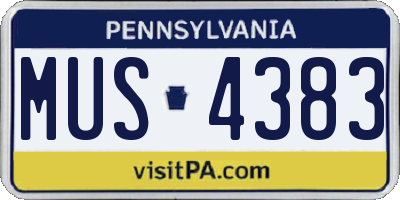 PA license plate MUS4383