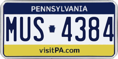 PA license plate MUS4384