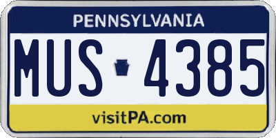 PA license plate MUS4385
