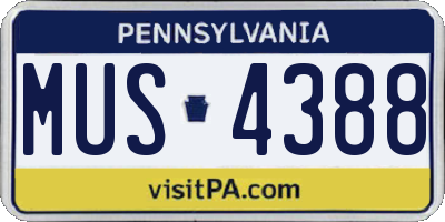 PA license plate MUS4388