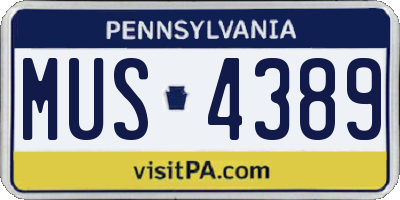 PA license plate MUS4389