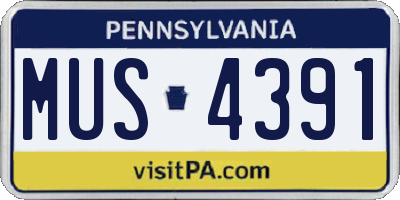 PA license plate MUS4391