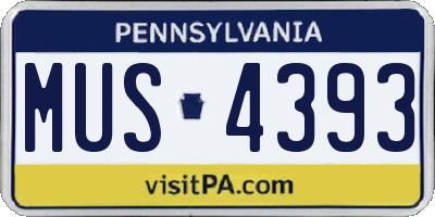 PA license plate MUS4393