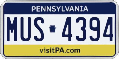 PA license plate MUS4394