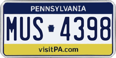 PA license plate MUS4398