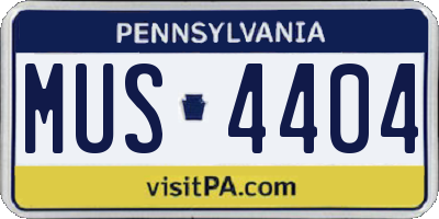 PA license plate MUS4404