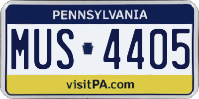 PA license plate MUS4405
