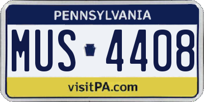 PA license plate MUS4408