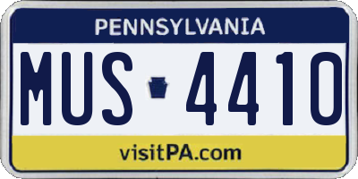 PA license plate MUS4410