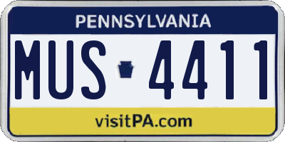 PA license plate MUS4411