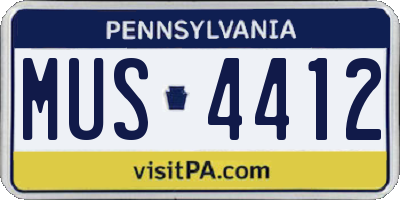 PA license plate MUS4412