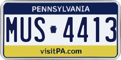PA license plate MUS4413