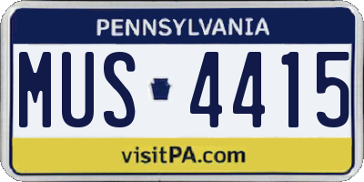 PA license plate MUS4415