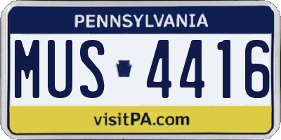 PA license plate MUS4416