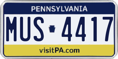 PA license plate MUS4417