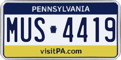 PA license plate MUS4419