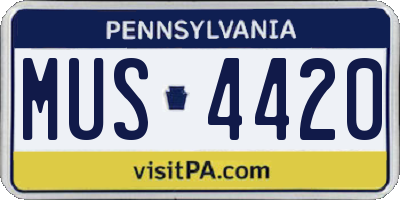 PA license plate MUS4420