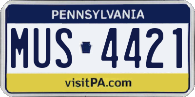 PA license plate MUS4421