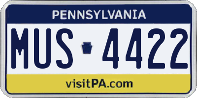 PA license plate MUS4422