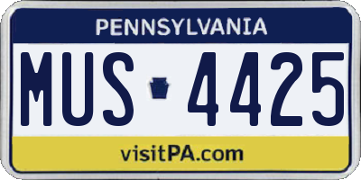 PA license plate MUS4425