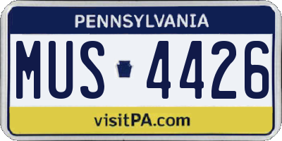 PA license plate MUS4426