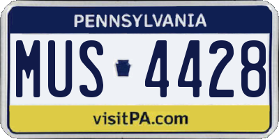 PA license plate MUS4428