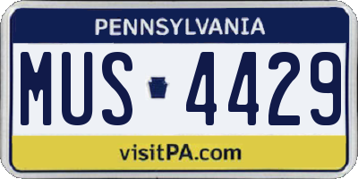 PA license plate MUS4429
