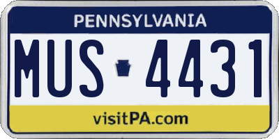 PA license plate MUS4431