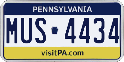 PA license plate MUS4434
