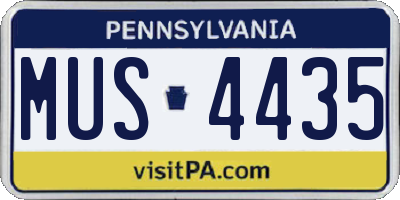 PA license plate MUS4435