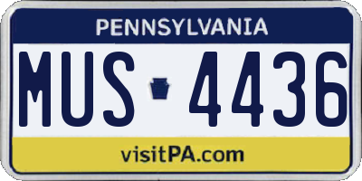 PA license plate MUS4436