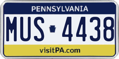 PA license plate MUS4438