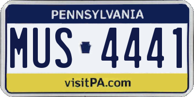 PA license plate MUS4441