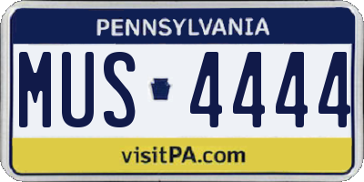 PA license plate MUS4444