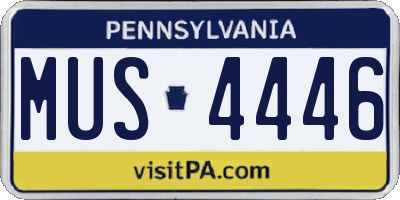 PA license plate MUS4446
