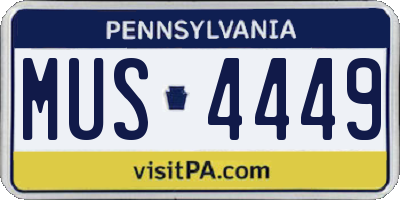 PA license plate MUS4449