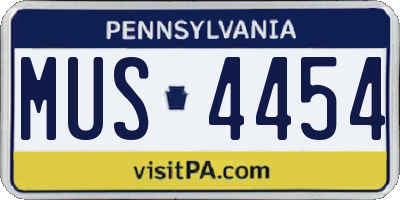 PA license plate MUS4454