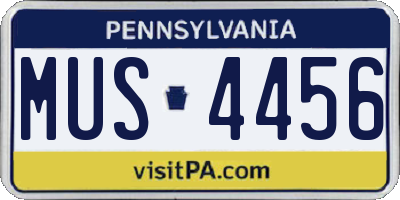 PA license plate MUS4456