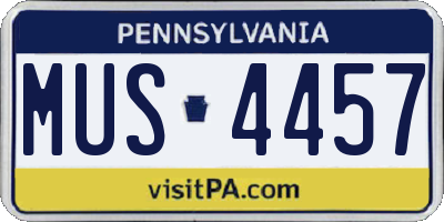 PA license plate MUS4457