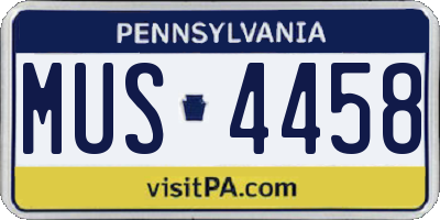 PA license plate MUS4458