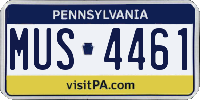 PA license plate MUS4461
