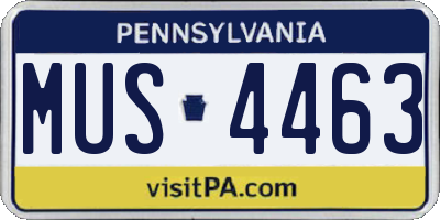 PA license plate MUS4463
