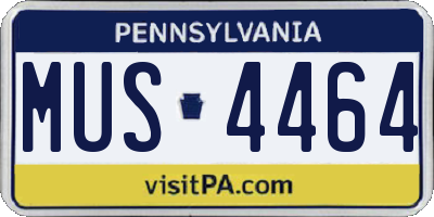 PA license plate MUS4464