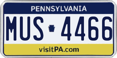 PA license plate MUS4466